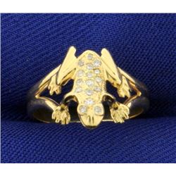 Custom Made Diamond Frog Ring in 14k Gold