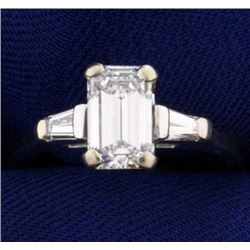 Over 1.5 ct TW Very High Quality Emerald Cut Diamond Engagement Ring in 14K White Gold Setting