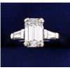 Image 1 : Over 1.5 ct TW Very High Quality Emerald Cut Diamond Engagement Ring in 14K White Gold Setting