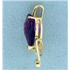 Image 3 : Amethyst and Diamond Pendant or Slide in 14K Yellow Gold