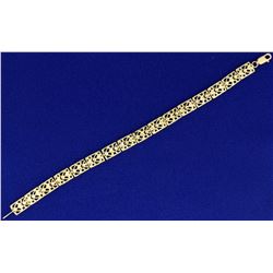 Heart and Diamond Design Link Gold Bracelet