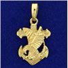Image 1 : American Eagle on Anchor Pendant in 14K Yellow Gold