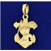 Image 2 : American Eagle on Anchor Pendant in 14K Yellow Gold