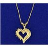Image 2 : Diamond Heart Pendant on 14k Gold Chain
