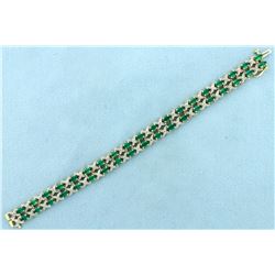 Double Stranded 10 ct TW Tsavorite Garnet and Diamond Gold Bracelet