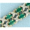 Image 2 : Double Stranded 10 ct TW Tsavorite Garnet and Diamond Gold Bracelet