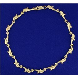 9 1/4 Inch Gold Dolphin Anklet
