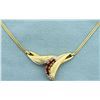 Image 1 : Ruby and Diamond Necklace in 14k Gold