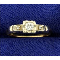 Vintage Three Stone Diamond Ring in 14K Yellow and White Gold