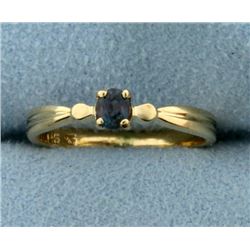 Color Changing Alexandrite Solitaire Ring in 14K Yellow Gold