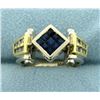 Image 1 : Hand Crafted Custom Designed Sapphire and Diamond Ring in 14K Gold