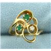 Image 1 : Emerald and Diamond Ring in 14K Yellow Gold