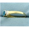 Image 2 : Heart Shaped Swiss Blue Topaz and Diamond Ring in 14K Yellow and White Gold
