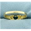 Image 4 : Heart Shaped Swiss Blue Topaz and Diamond Ring in 14K Yellow and White Gold