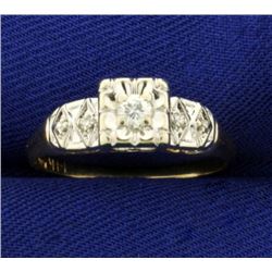 Vintage Three Stone Diamond Ring in 14K Yellow and White Gold