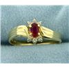 Image 1 : Natural Ruby and Diamond Ring in 14K Yellow Gold