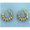 Image 2 : 1.2 ct TW Natural Ruby Hoop Earrings in 14K Yellow Gold
