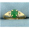 Image 1 : Natural Emerald and Diamond Ring in 14K Yellow Gold