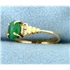 Image 2 : Natural Emerald and Diamond Ring in 14K Yellow Gold