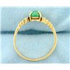 Image 3 : Natural Emerald and Diamond Ring in 14K Yellow Gold