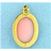 Image 2 : Unique Pink Cameo Pendant in 14K Yellow Gold