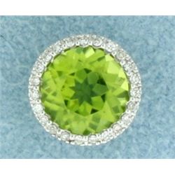 Peridot and Diamond Pendant or Slide in 14K White Gold