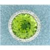 Image 1 : Peridot and Diamond Pendant or Slide in 14K White Gold
