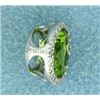 Image 2 : Peridot and Diamond Pendant or Slide in 14K White Gold