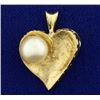 Image 1 : Pearl Heart Pendant in 14K Yellow Gold