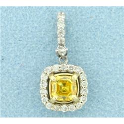 Diamond and Yellow Sapphire Pendant in 14K White and Yellow Gold