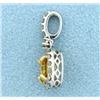 Image 2 : Diamond and Yellow Sapphire Pendant in 14K White and Yellow Gold