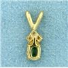 Image 3 : 3 Diamond and Peridot Pendant in 14K Yellow Gold