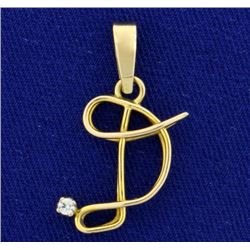 Initial "D" Pendant in 14K Yellow Gold