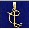 Image 2 : Initial "D" Pendant in 14K Yellow Gold