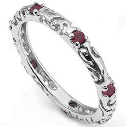 Genuine Rubies set in Platinum over Sterling Silver Ring