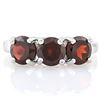 Image 2 : Garnet Three Stone Ring in Sterling Silver
