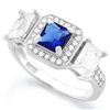 Image 1 : Lab Blue Sapphire Halo Style Ring in Sterling Silver