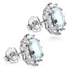 Image 2 : Aquamarine and Diamond Earrings in Sterling Silver