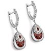Image 1 : Garnet and Diamond Dangle Earrings in Sterling Silver