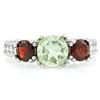 Image 2 : Garnet and Green Amethyst 3 Stone Ring in Sterling Silver