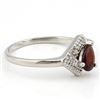Image 3 : Modern Garnet Ring with Diamond in Sterling Silver