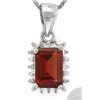 Image 2 : Garnet and Diamond Earrings and Pendant SET in Sterling Silver
