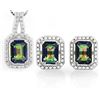 Image 1 : 3CTW Ocean Mystic Topaz and Diamond Earring and Pendant SET in Sterling Silver