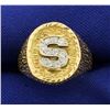 Image 1 : Diamond Initial "S" Ring in 14K Yellow and White Gold