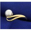 Image 2 : Unique Pearl Ring in 14K Yellow Gold