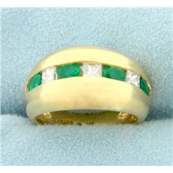 Natural 1 ct TW Emerald and Diamond Ring in 14K Yellow Gold