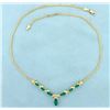 Image 1 : Tsavorite Green Garnet and Diamond Necklace in 14K Gold