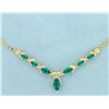 Image 2 : Tsavorite Green Garnet and Diamond Necklace in 14K Gold