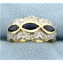 Natural Sapphire and Diamond 14k Yellow Gold Ring