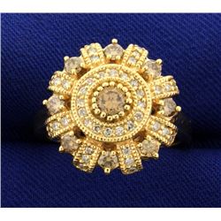 Over 1ct TW Champagne and White Diamond Ring